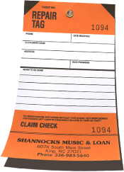 Shannock's Pawn Repair Tag